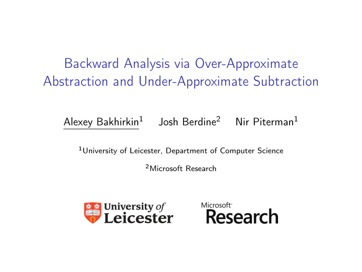 backward analysis via over approximate abstraction and