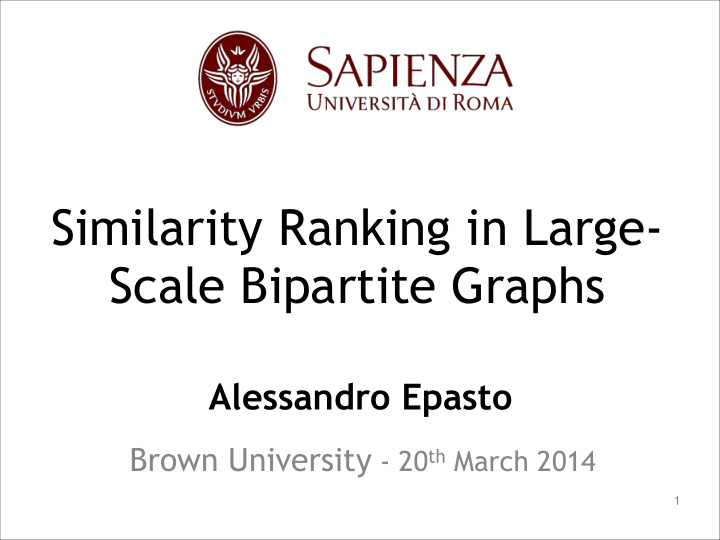 similarity ranking in large scale bipartite graphs