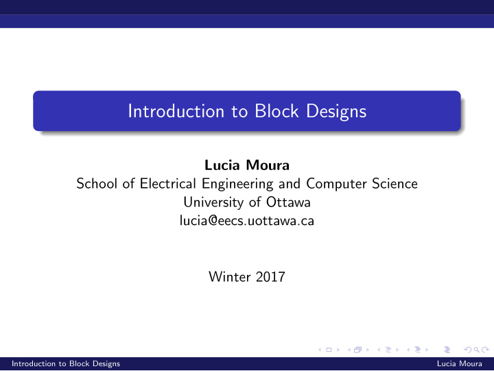 introduction to block designs