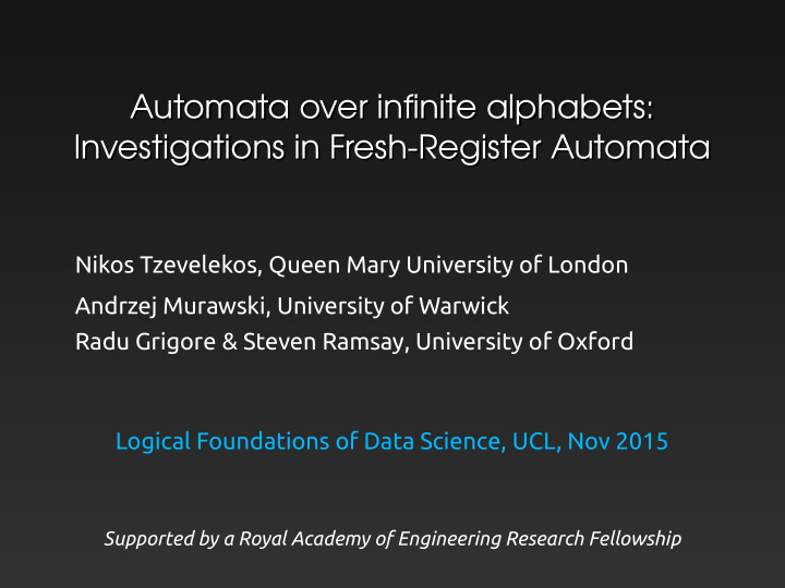 logical foundations of data science ucl nov 2015