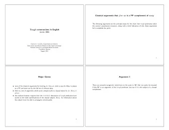 Classical arguments that for us is a PP complement of easy The following arguments are the