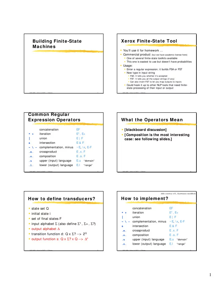 xerox finite state tool building finite state machines
