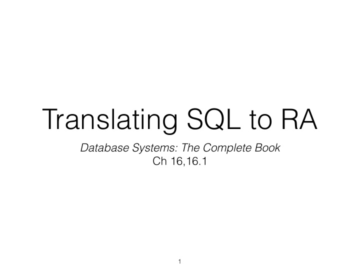 translating sql to ra