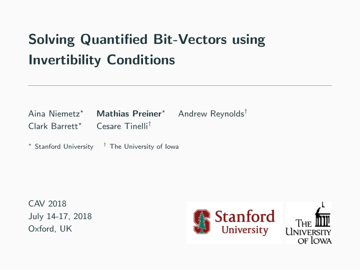 solving quantified bit vectors using invertibility