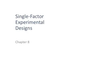 Experimental  Designs  Chapter 8  Experimental Control  manipulation of one or more IVs