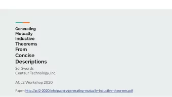 Descriptions  Sol Swords  Centaur Technology, Inc.  ACL2 Workshop 2020  Paper: