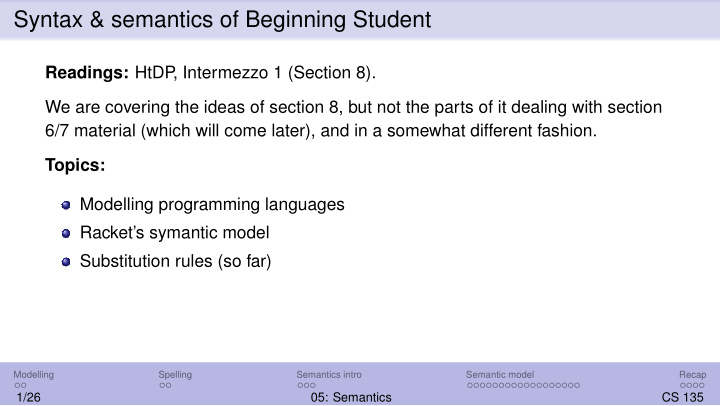 syntax semantics of beginning student