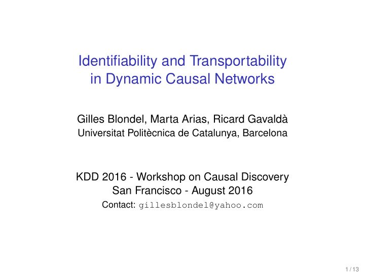 identifiability and transportability in dynamic causal