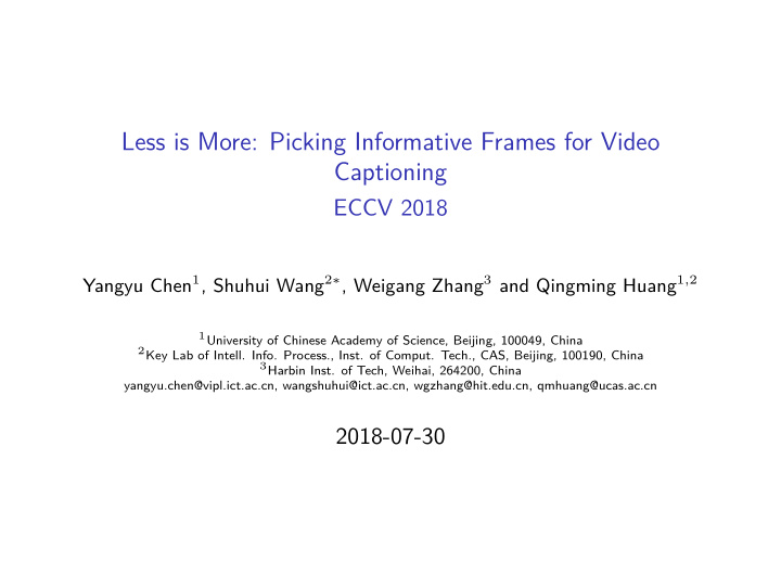 less is more picking informative frames for video