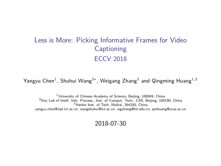 less is more picking informative frames for video