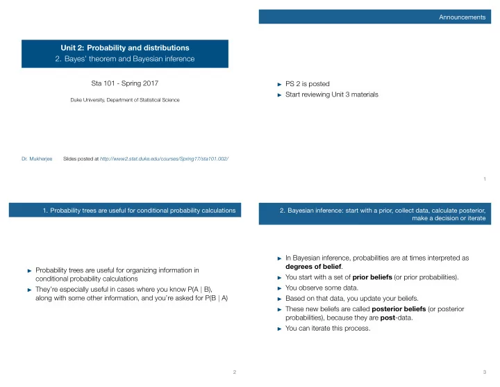 unit 2 probability and distributions 2 bayes theorem and
