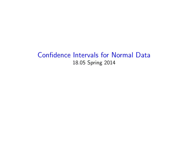 confidence intervals for normal data