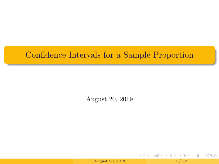 confidence intervals for a sample proportion