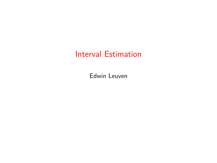 interval estimation