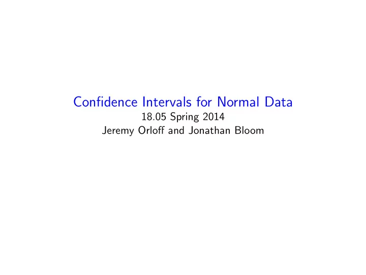 confidence intervals for normal data