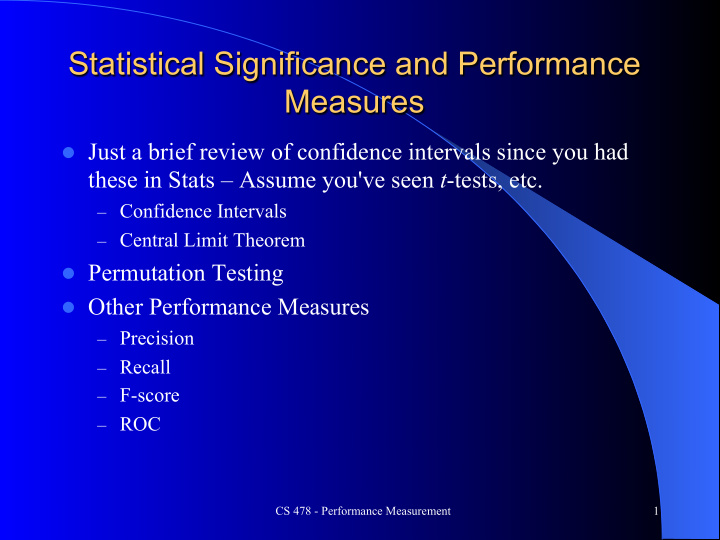 statistical significance and performance measures