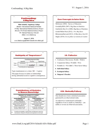 V1  August 1, 2016  Confounding: A Big Idea  V1  2015 StatChat2  1  V1  2015 StatChat2  2  2