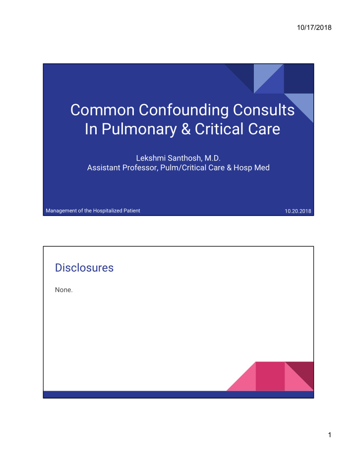 common confounding consults in pulmonary critical care