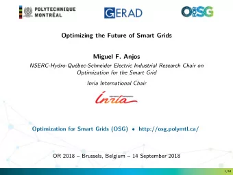 Optimizing the Future of Smart Grids  Miguel F. Anjos  NSERC-Hydro-Qu  ebec-Schneider Electric