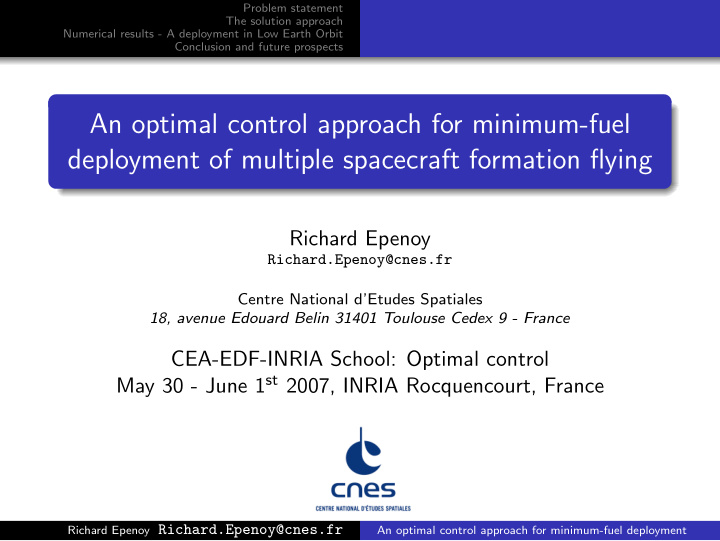 an optimal control approach for minimum fuel deployment