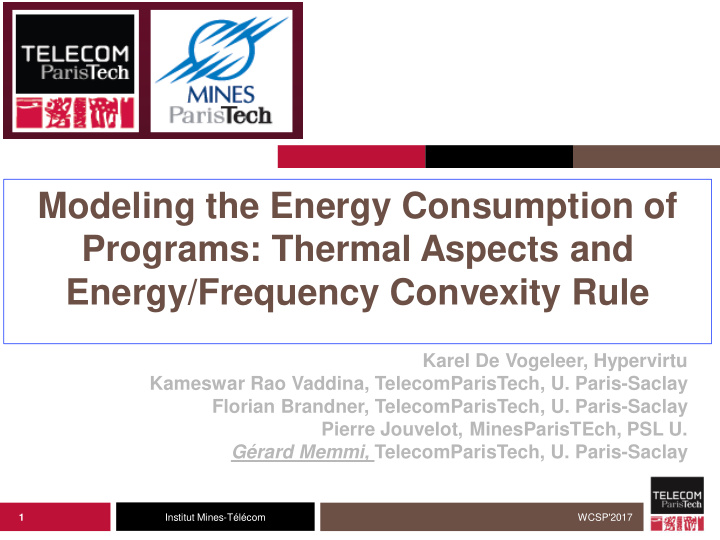 modeling the energy consumption of programs thermal