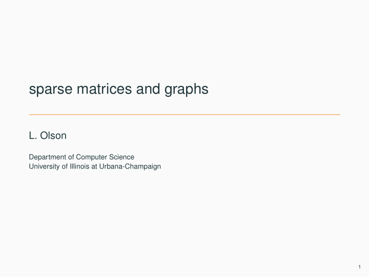 sparse matrices and graphs