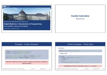 Cookie Calculator  Repetition  Hans-Joachim Bckenhauer and Dennis Komm  Digital Medicine I: