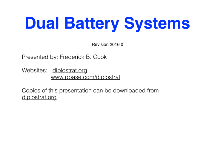 dual battery systems