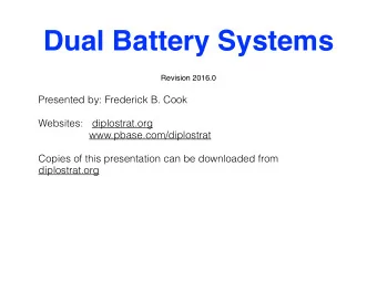 Dual Battery Systems  Revision 2016.0  Presented by: Frederick B. Cook  Websites:  diplostrat.org