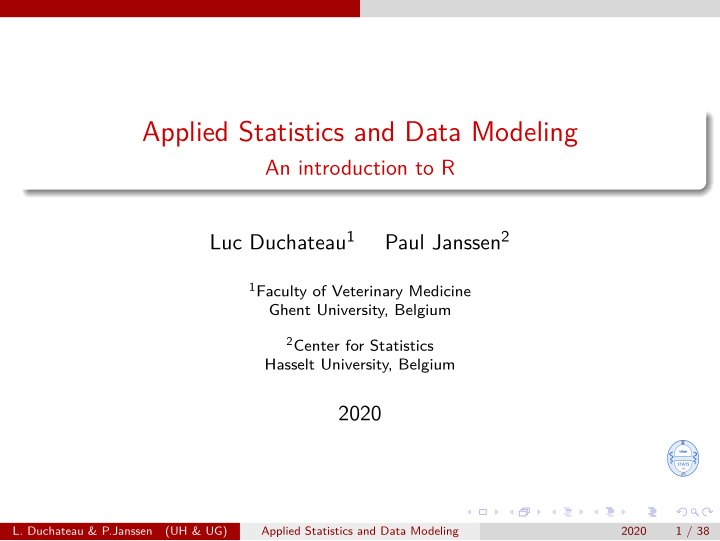 applied statistics and data modeling