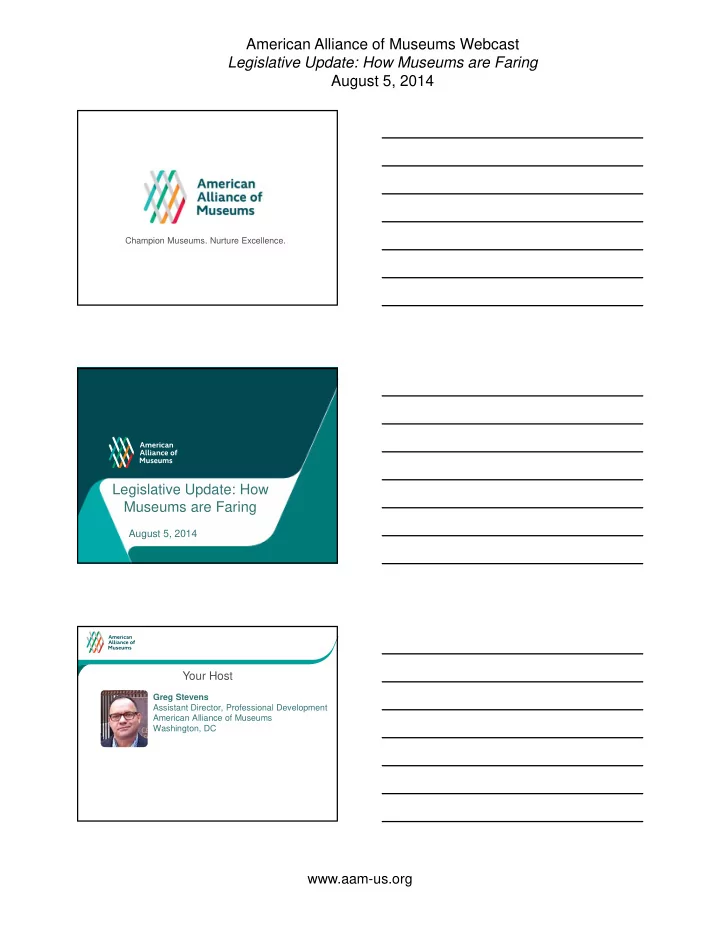american alliance of museums webcast legislative update