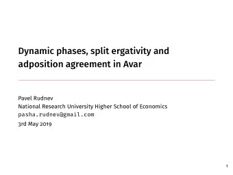 Dynamic phases, split ergativity and  adposition agreement in Avar  Pavel Rudnev  National Research