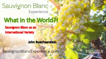 Wh  What in the World?!  Sa  Sauvign  gnon Bl  Blanc as  s an  Inter  In  ernation  ional  l Varie