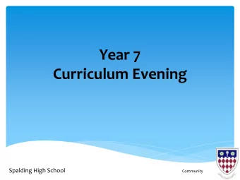 Curriculum Evening Spalding High School Community  CAT4  Your daughter has taken the  Cognitive
