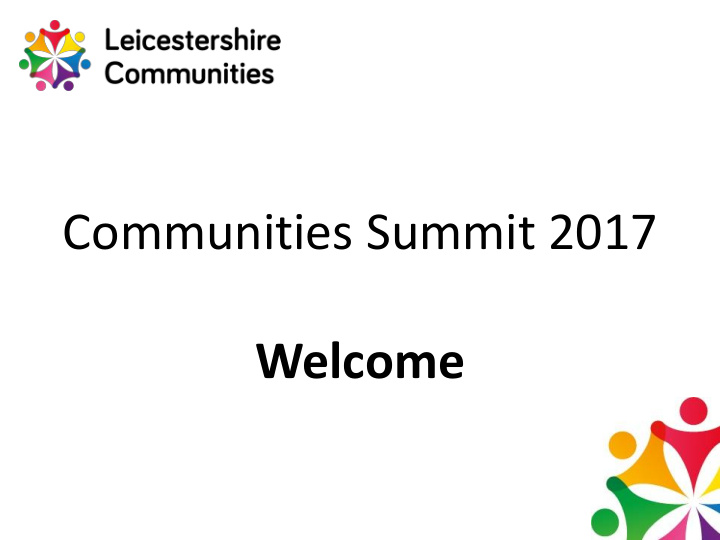 communities summit 2017 welcome mrs pam posnett mbe cc