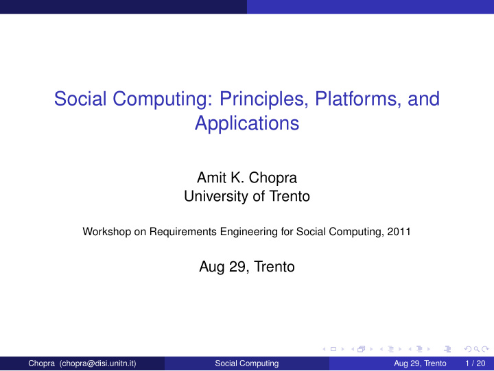 social computing principles platforms and applications