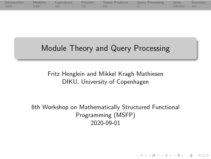 module theory and query processing