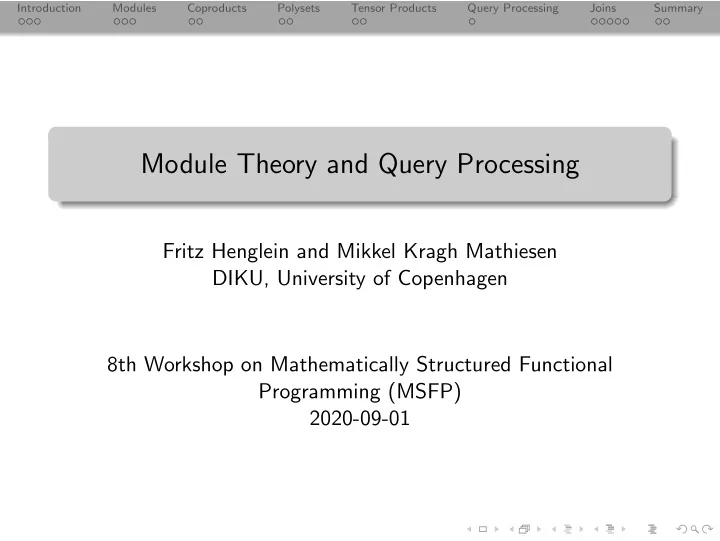 module theory and query processing