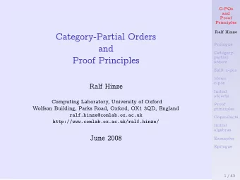 Category-Partial Orders  Prologue  and  Category-  partial  Proof Principles  orders  Split c-pos