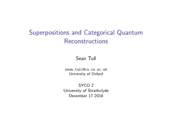 Superpositions and Categorical Quantum  Reconstructions  Sean Tull  sean.tull@cs.ox.ac.uk