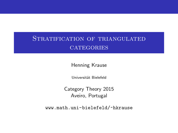stratification of triangulated categories