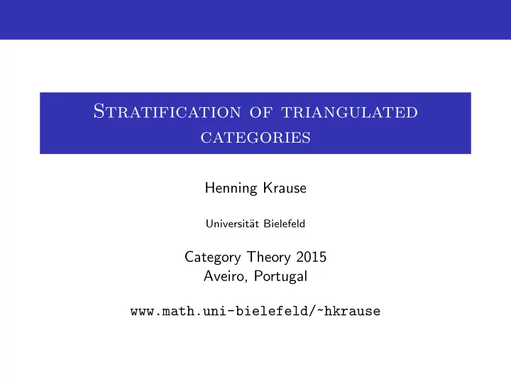 stratification of triangulated categories