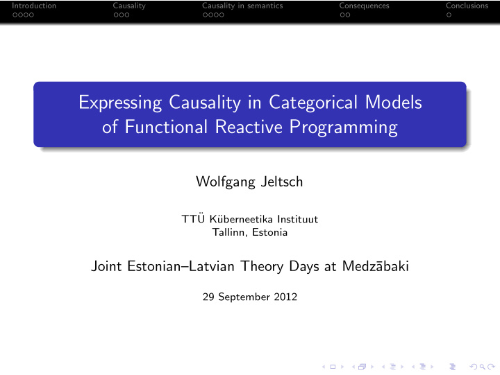expressing causality in categorical models of functional