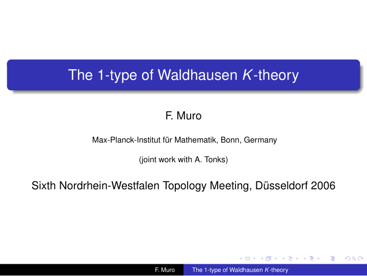 the 1 type of waldhausen k theory