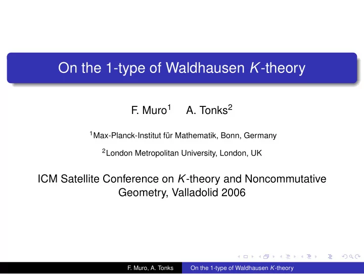 on the 1 type of waldhausen k theory