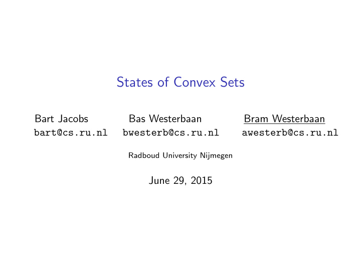 states of convex sets