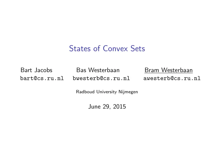 states of convex sets