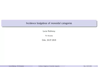 Incidence bialgebras of monoidal categories  Lucia Rotheray  TU Dresden  Oslo, 30.07.2019  Lucia