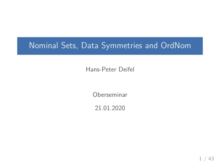 nominal sets data symmetries and ordnom