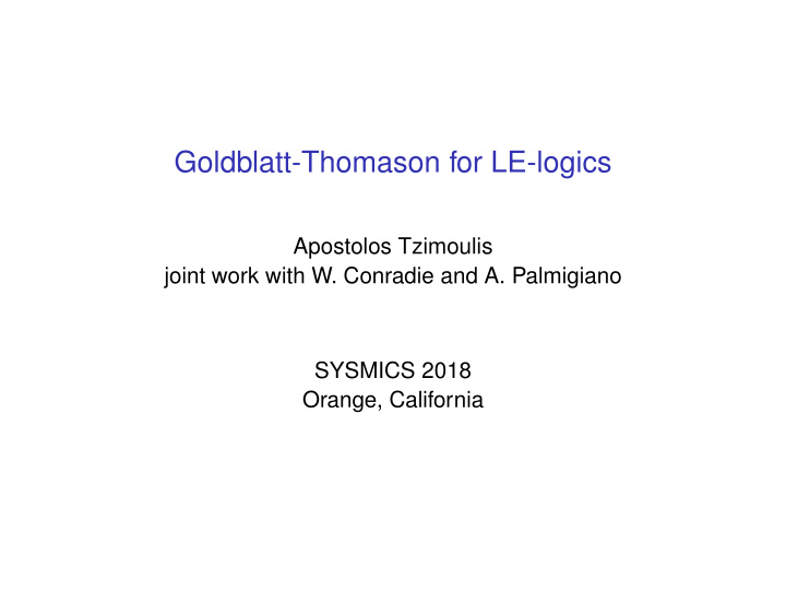 goldblatt thomason for le logics